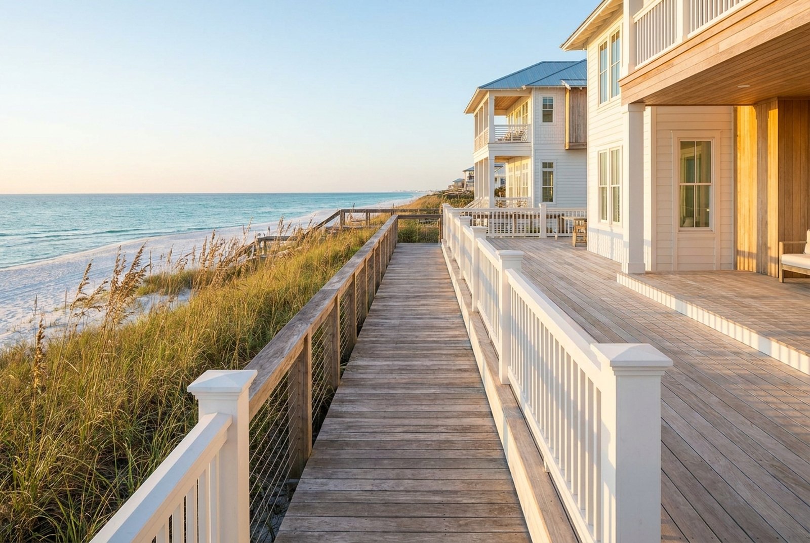 The private boardwalk down through the dunes