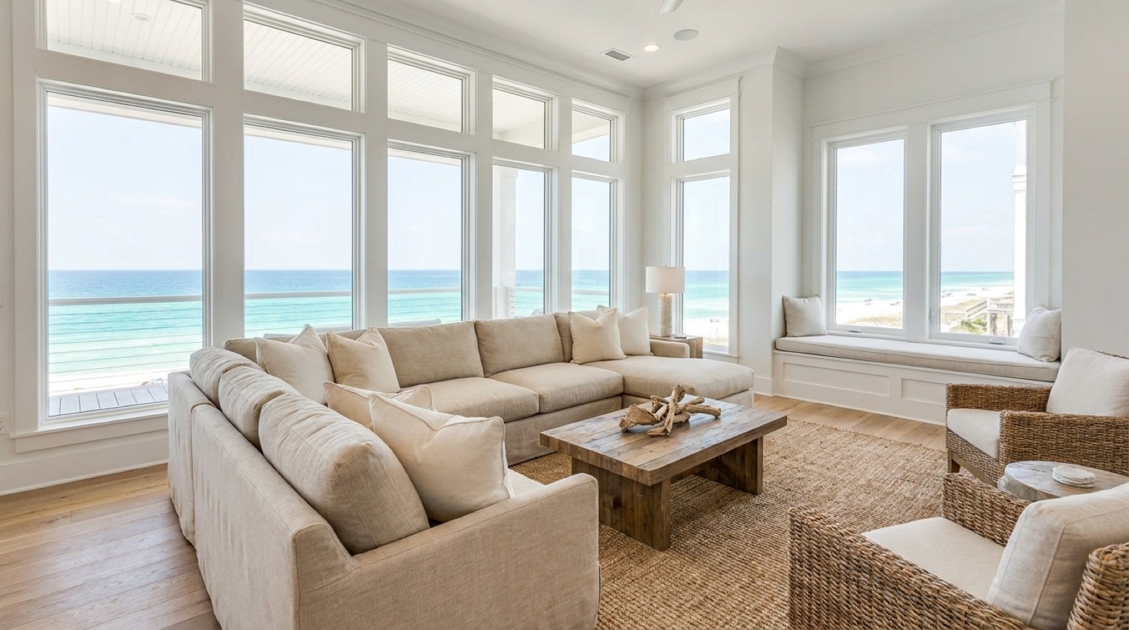 The living room, glass on three sides